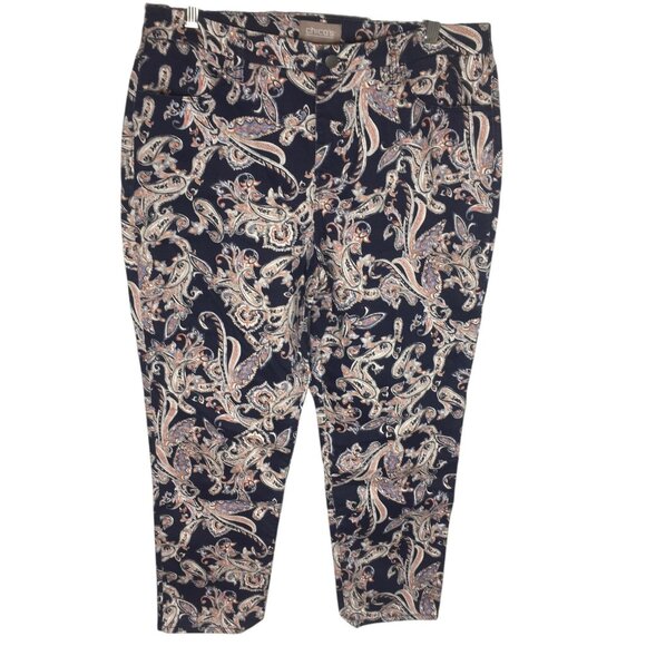 Chicos Pants Womens12 Paisley Ankle Stretch Slim Fit Classic Polyester Spandex - Picture 1 of 14